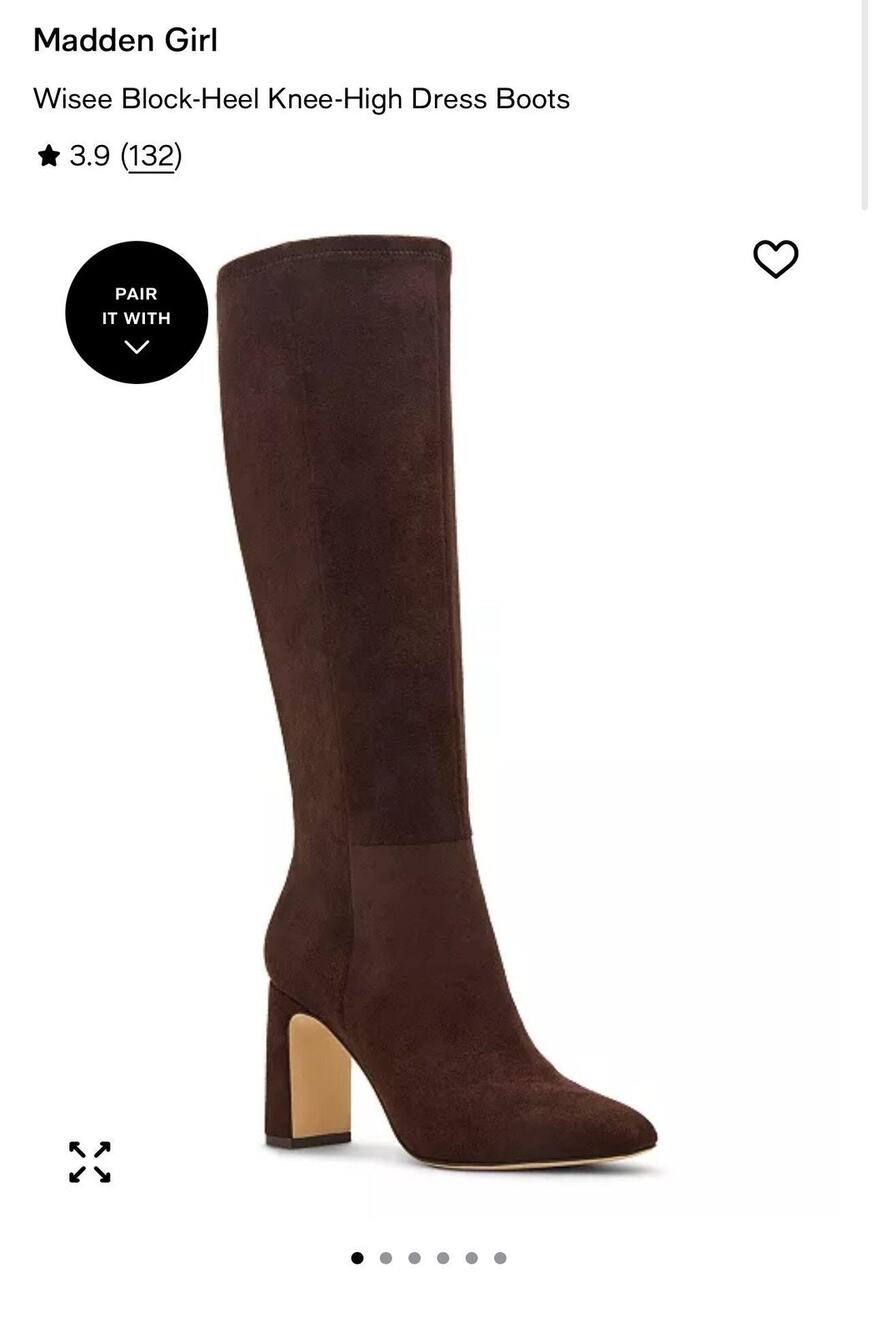 Madden Girl Boots Womens Size 6.5W Brown Faux Suede Wisee Knee High Block Heel